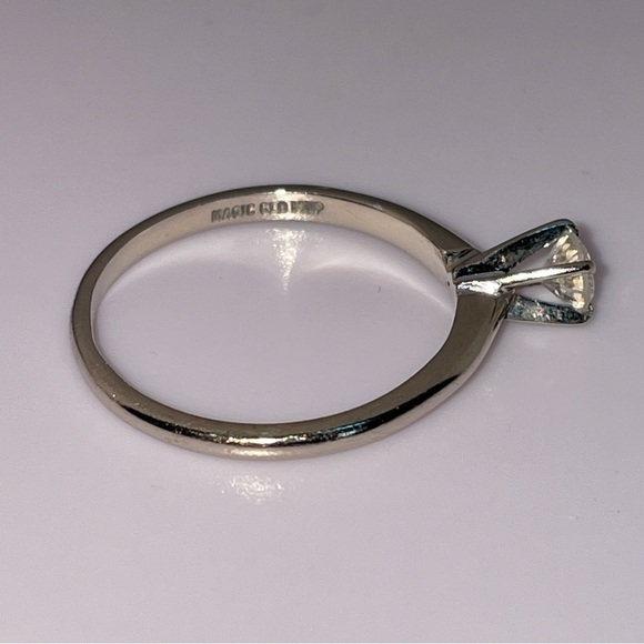 Solid 14K White Gold Natural Round Cut 1/4CT Diamond Solitaire Ring Vintage - Picture 11 of 17